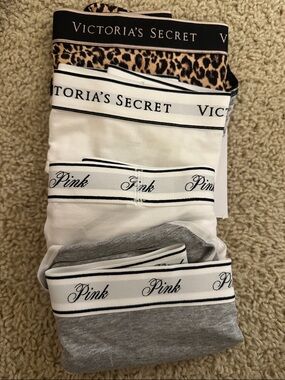Victoria's Secret & Pink Women's Panty Set - 2 White, Gray & Leopard Print (4)